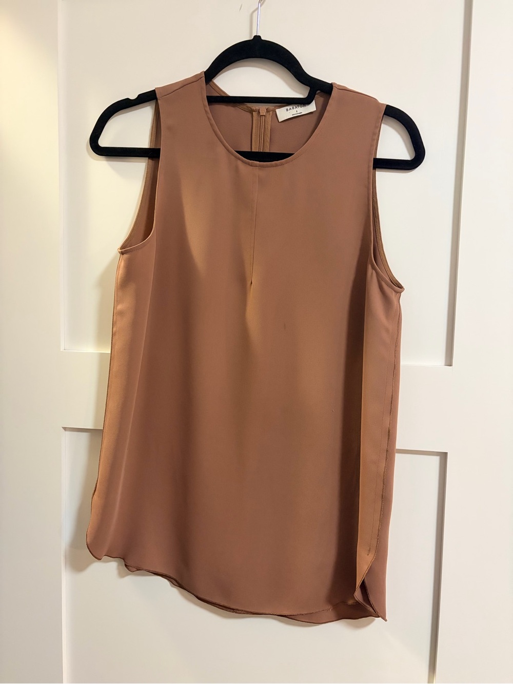 Babaton Dusty Brown Sleeveless Silk Shell